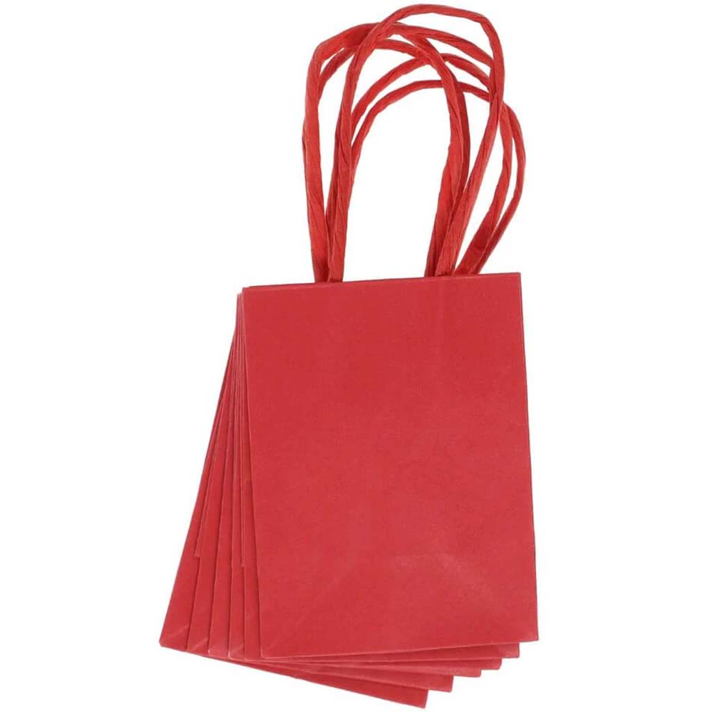 Mini Gift Bag: Red, 3 x 4 Inches, 6 Pieces