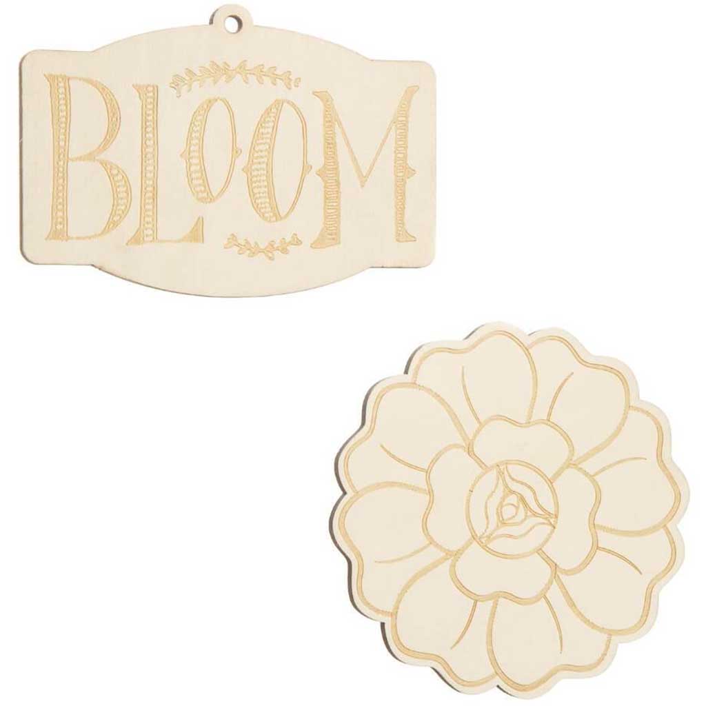 Flower Bloom Sign: Unfinished Wood, 4 Pieces