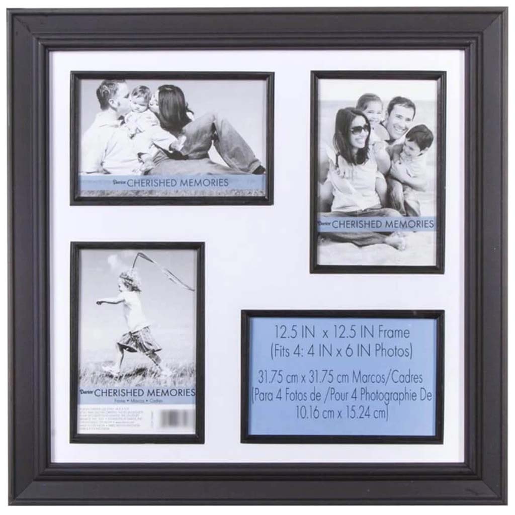 Simple Black Collage Picture Frame with 4 Openings