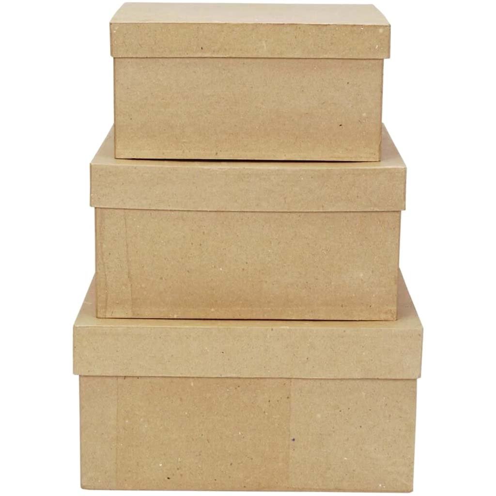 Value Pack Paper Mache Box Set of 3 Square