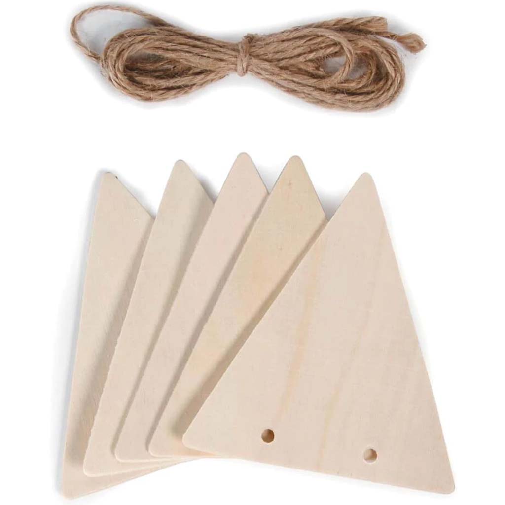 Wood Pennant Banner Set 3.25in x 3.5in