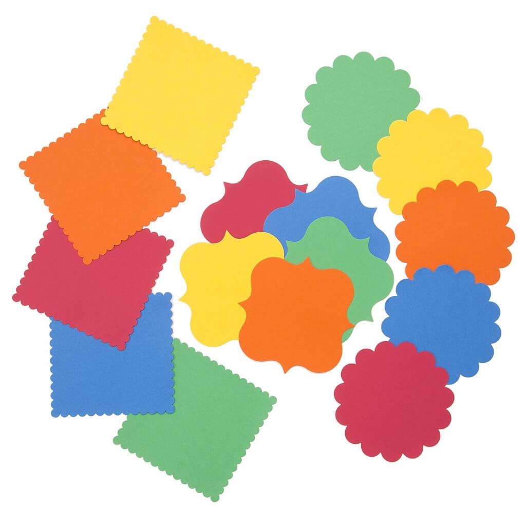 Die Cut Cardstock Shapes In Bright Colors, 60 Pieces