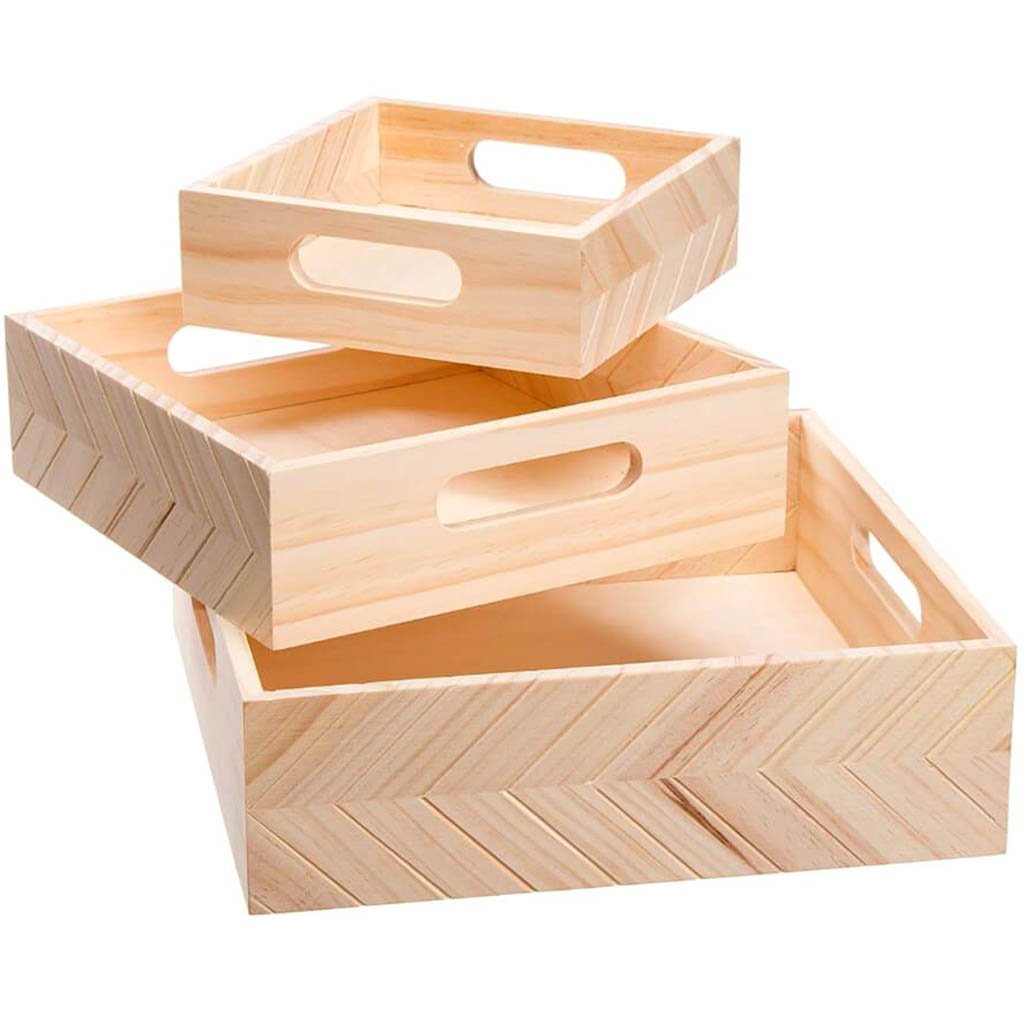 Unfinished Wooden Tray Set of 3