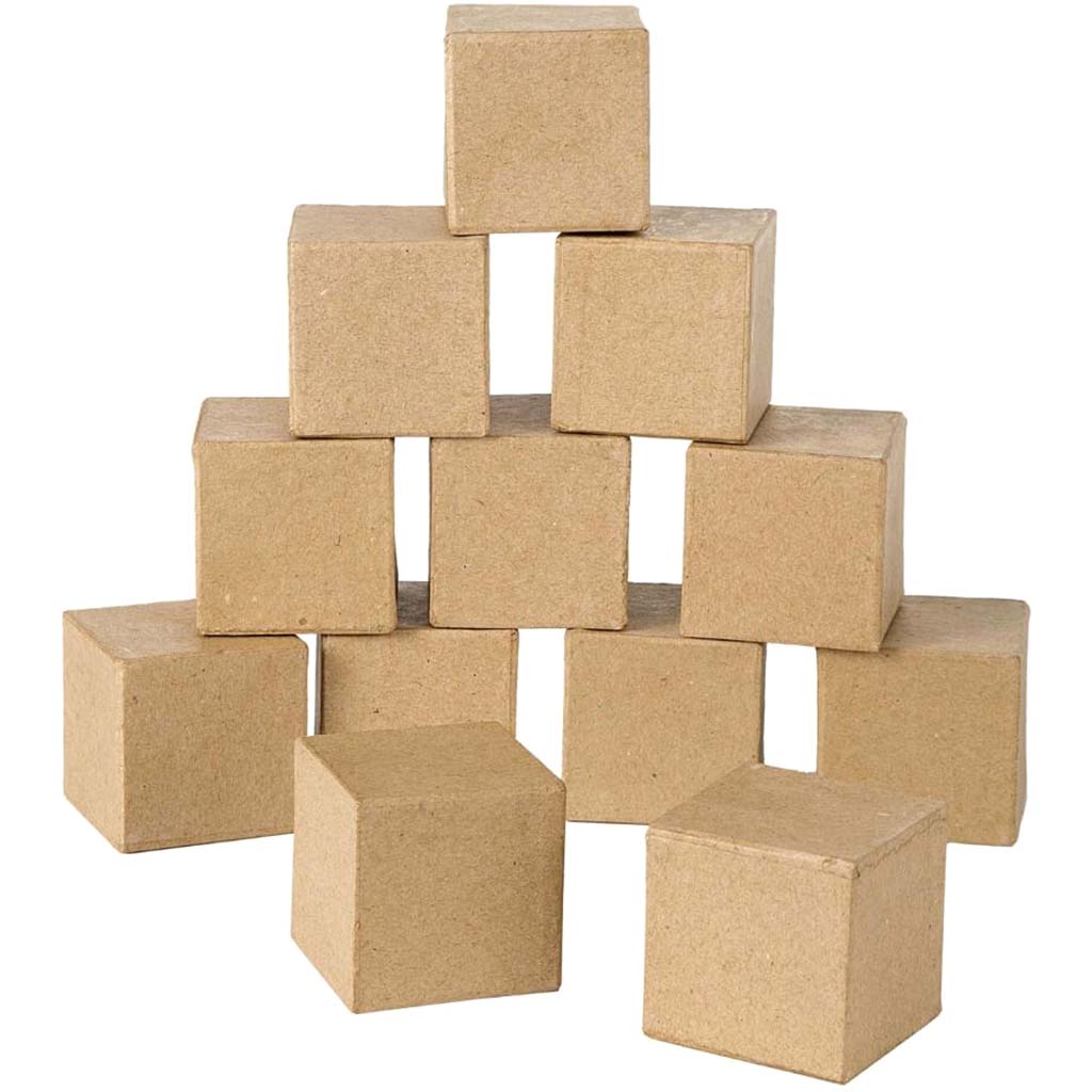 Paper Mache Cubes 2in x 2in 12pcs