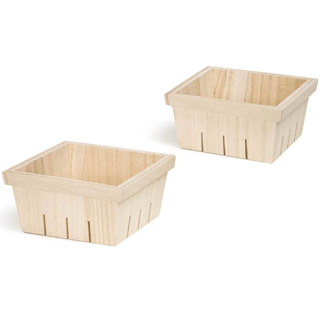 Unfinished Wood Baskets: 6.25 x 3.5 Inches, 2 Pieces