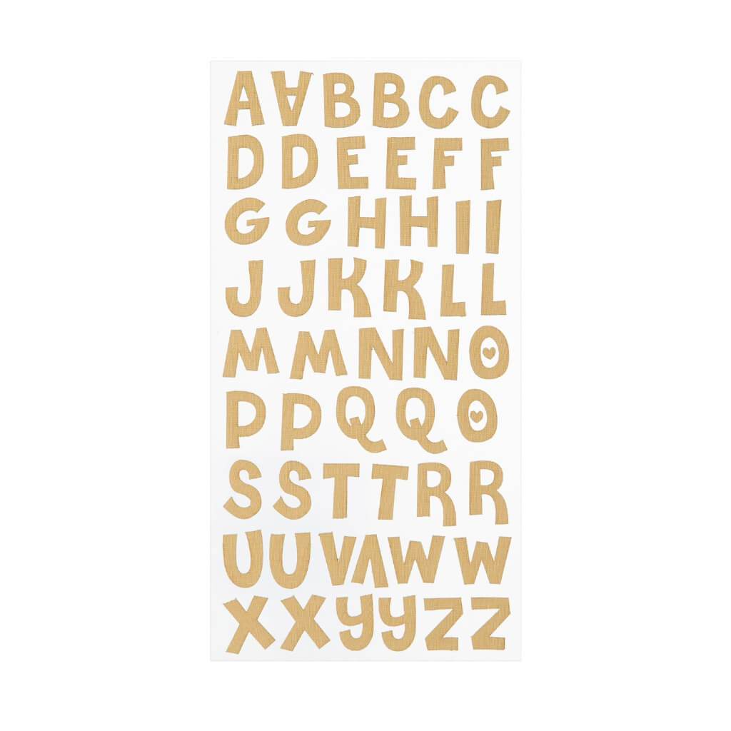 Small Fun Block Font Letter Stickers: Khaki