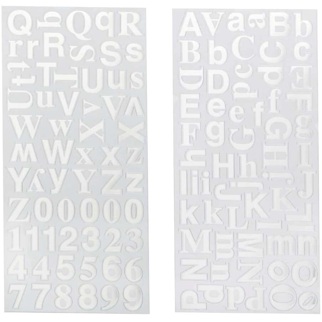 Small Mixed Helvetica Letter Stickers: Silver