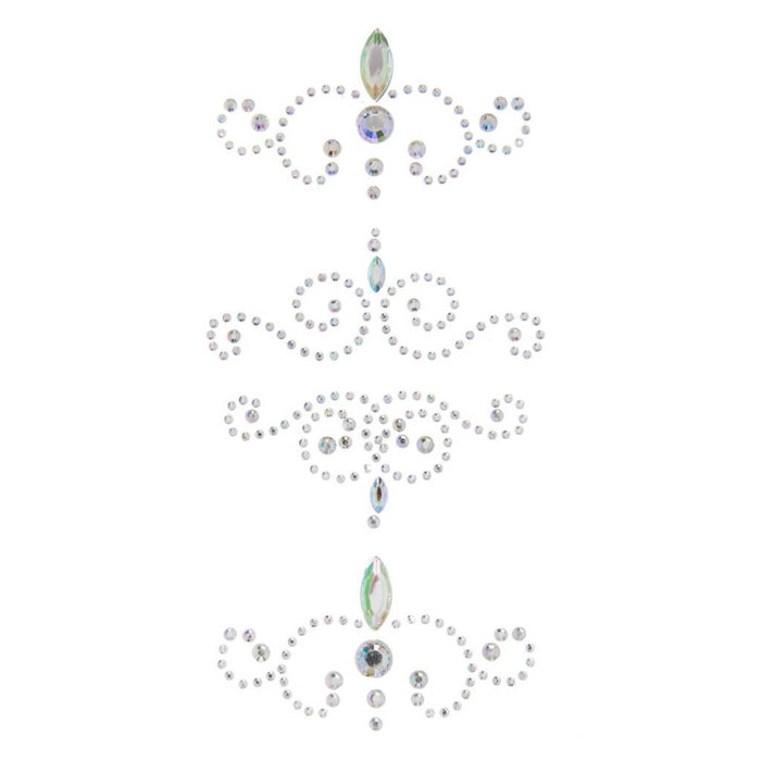 Curved Iridescent Crystal Flourish Bling Stickers: 4 Pc