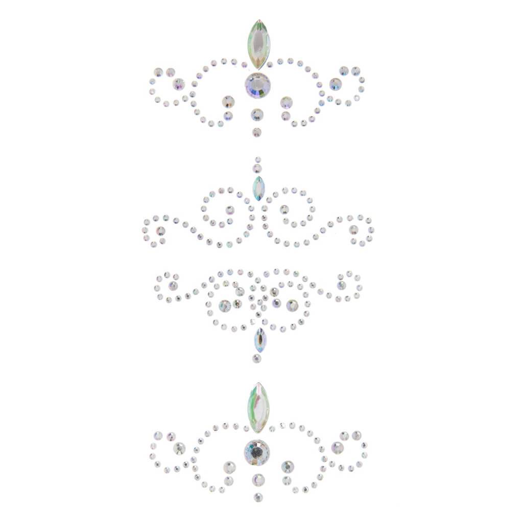 Curved Iridescent Crystal Flourish Bling Stickers: 4 Pc