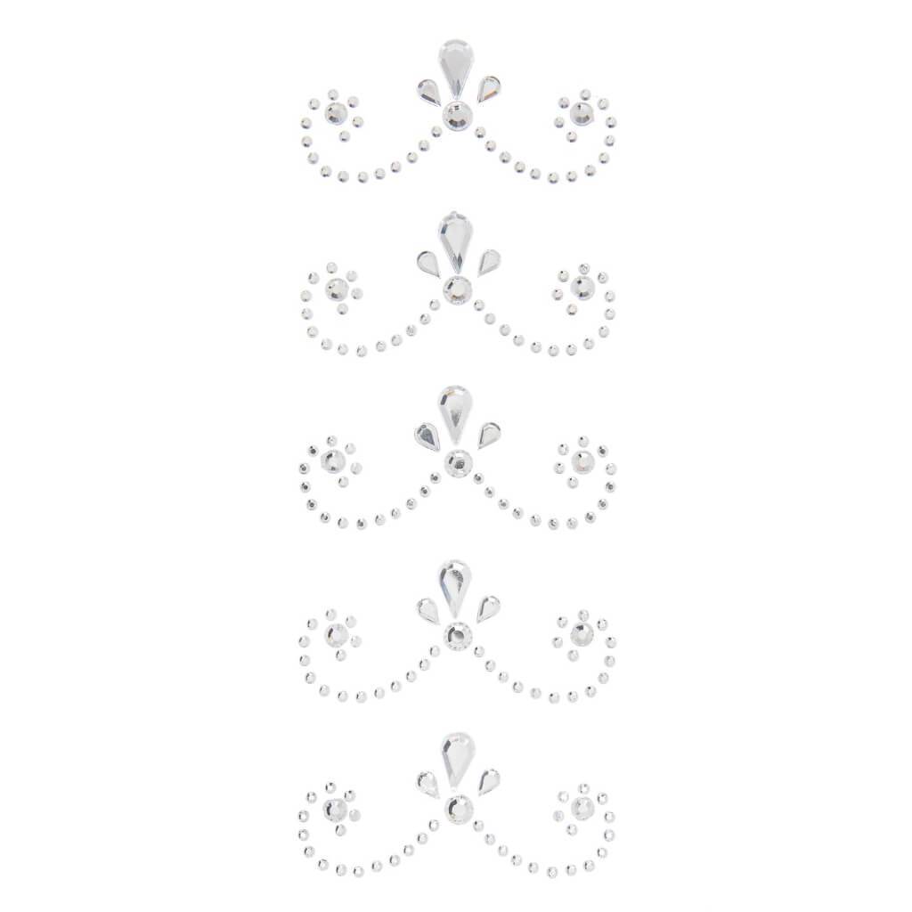 Crystal Scallop Flourish Bling Stickers: 5 Pc