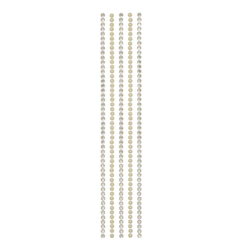 Pearl &amp; Rhinestone Bling Sticker Strips: 11.75 Inches 5 Pc