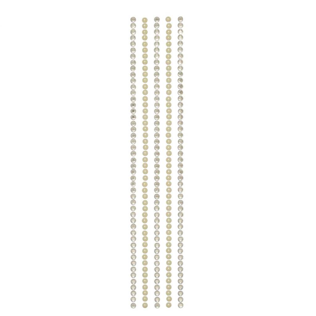 Pearl &amp; Rhinestone Bling Sticker Strips: 11.75 Inches 5 Pc