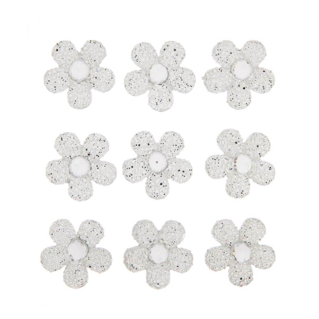 Crystal Sugar Stone Flower Bling Stickers: 9 Pc