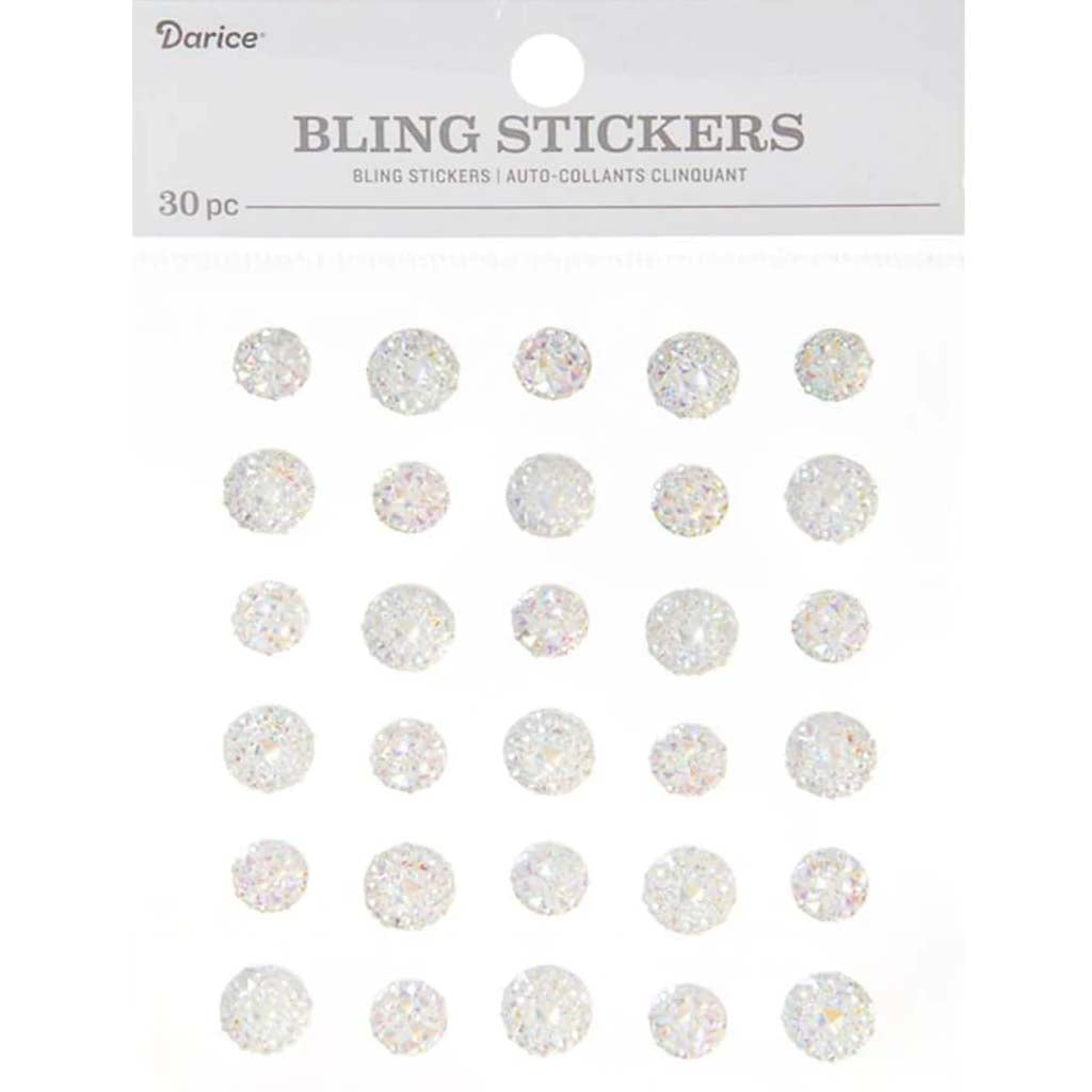 Iridescent Crystal Sugar Stone Bling Stickers: Asst. Sizes, 30 Pc