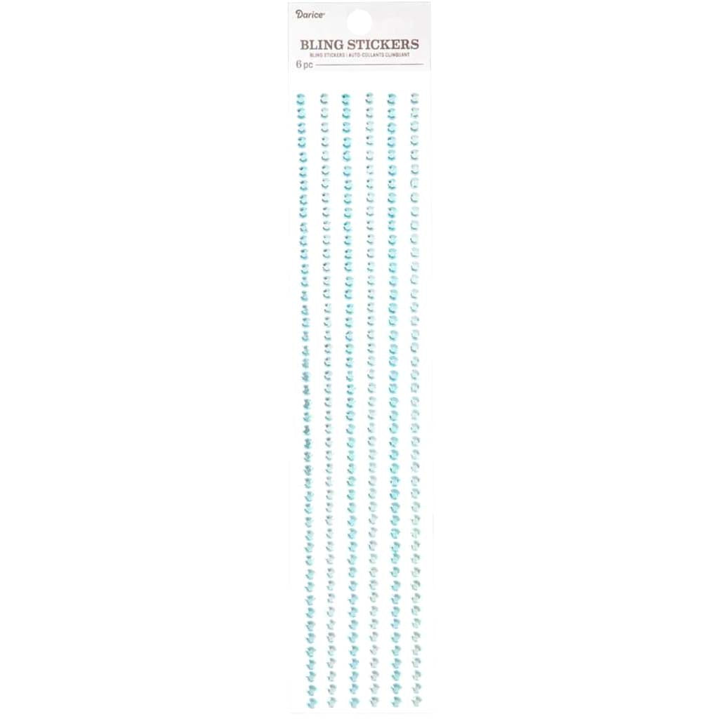 Light Blue Rhinestone Bling Sticker Strip: 11.75 Inches 6mm