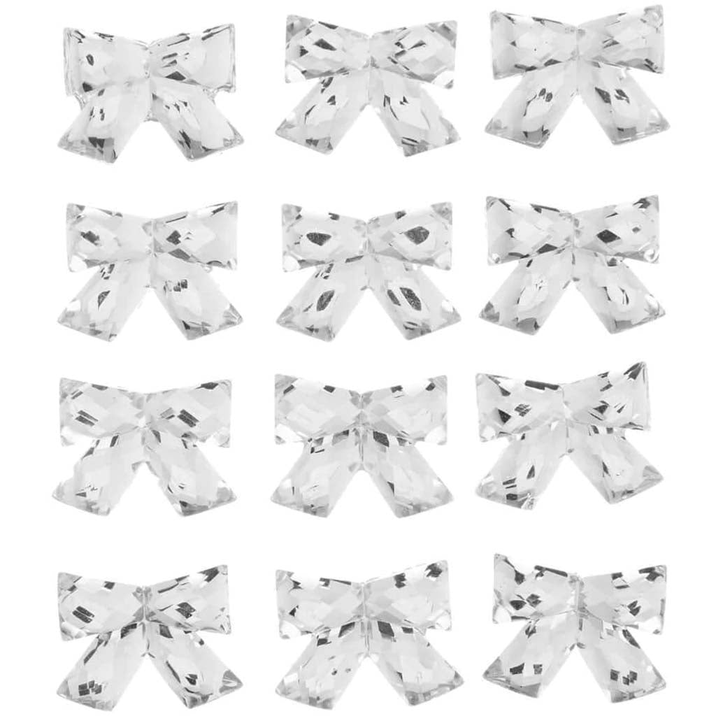 Silver Rhinestone Bow Bling Stickers: 12 Pc