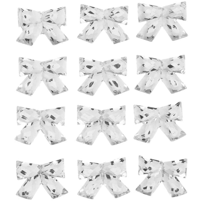Silver Rhinestone Bow Bling Stickers: 12 Pc