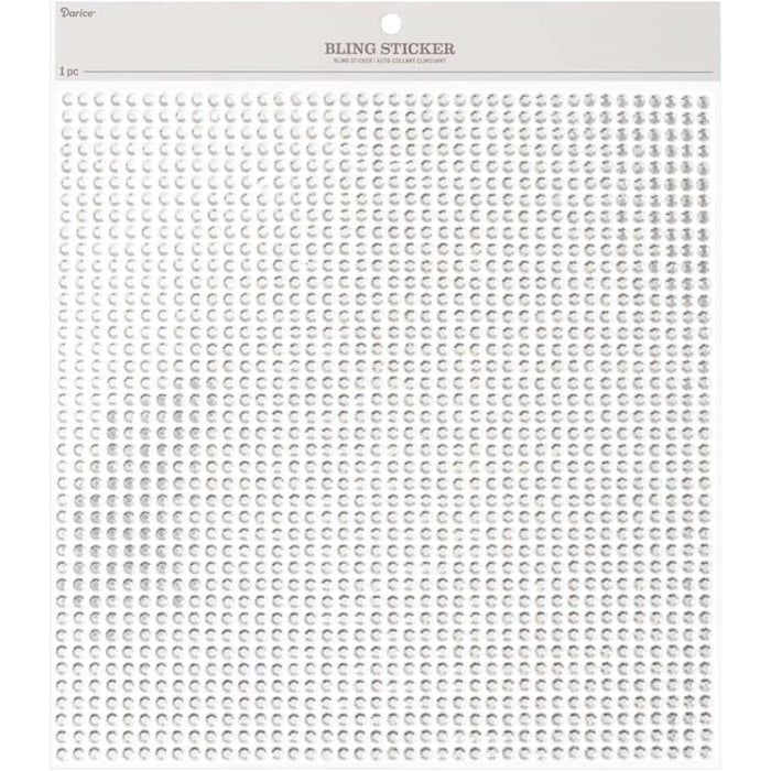 Crystal Rhinestone Bling Sticker Sheet: 10 x 10 Inches 5mm