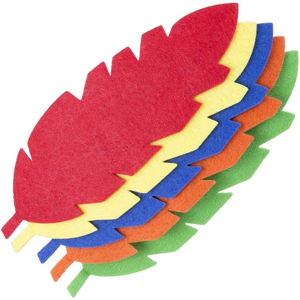 Felt Feathers: Primary, 6 Inches, 5 Pack