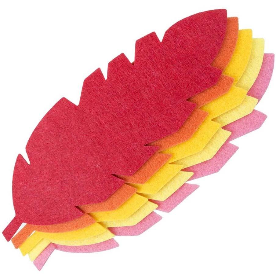 Felt Feathers: Warm Colors, 6 Inches, 5 Pack