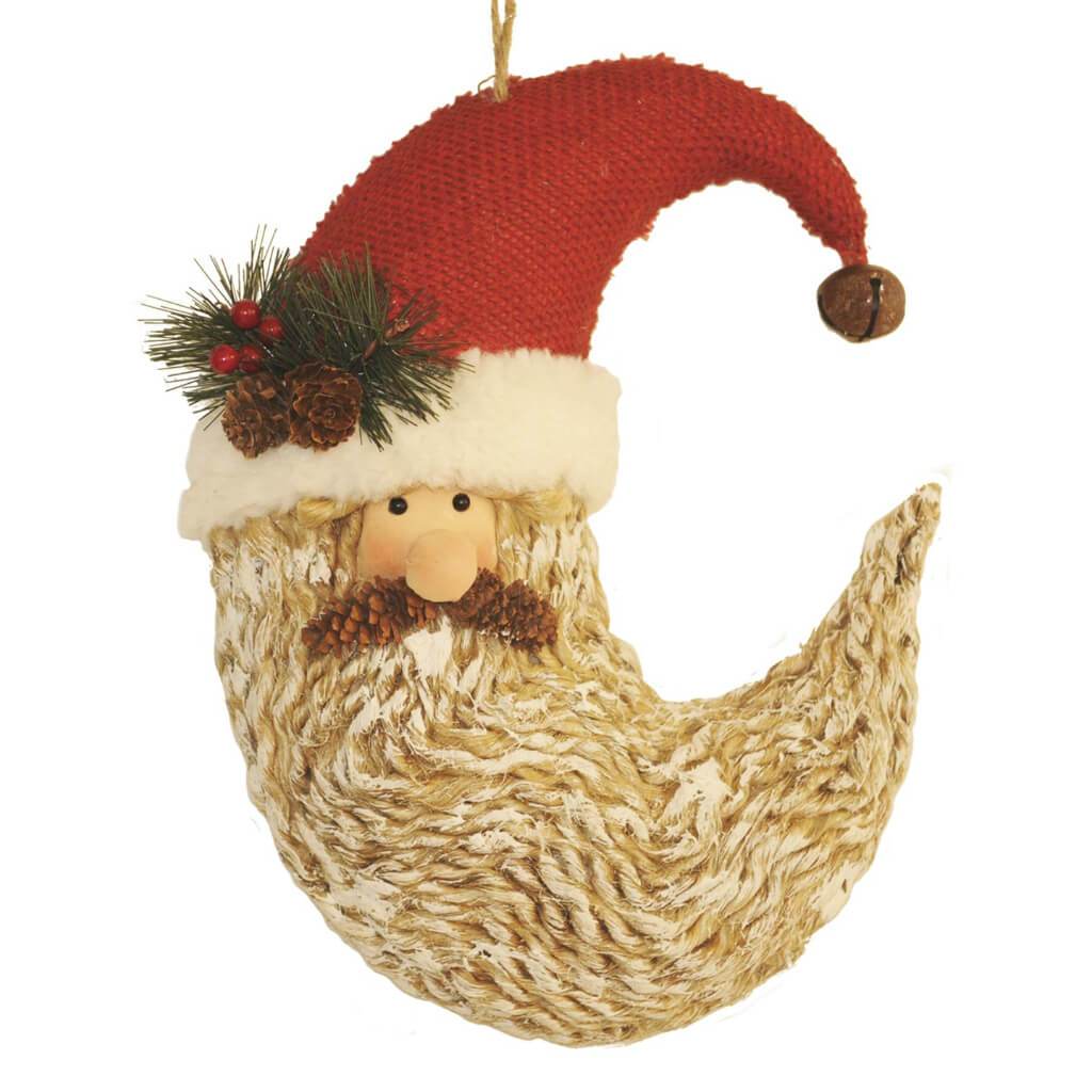 Santa Head Decoration: Jute/Burlap, 9.1 x 13 Inches