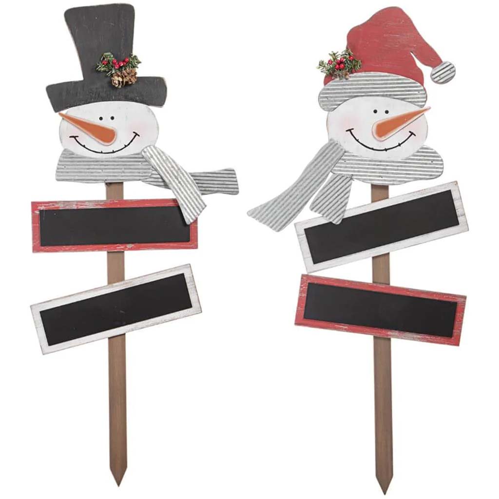 Chalkboard Snowman Yard Stake: MDF, 9.84 x 31.88 Inches, 2 Assorted Styles