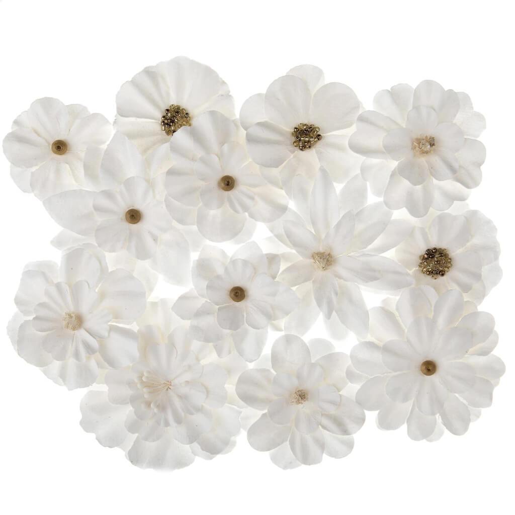 Paper Flowers Floral Embellishment: White, 2.5 Inches, 36 Pieces