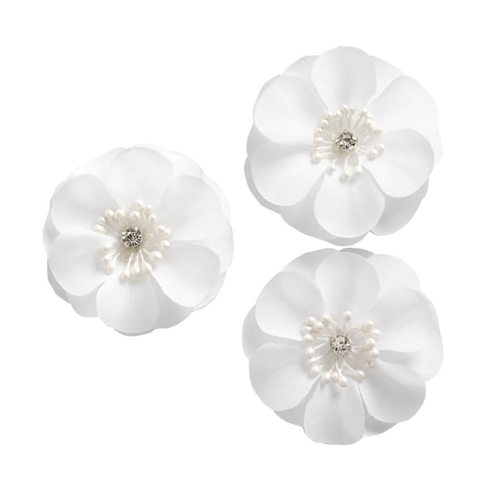 Floral Embellishment: White Pearl, 2.25 Inches, 3 Pieces