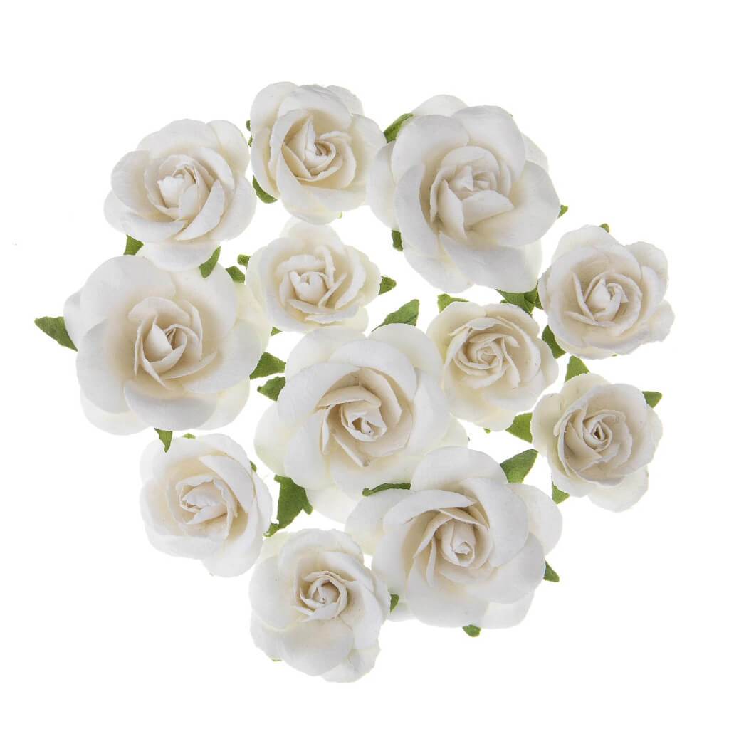 Sweetwater Roses Floral Embellishment: White, 12 Pieces