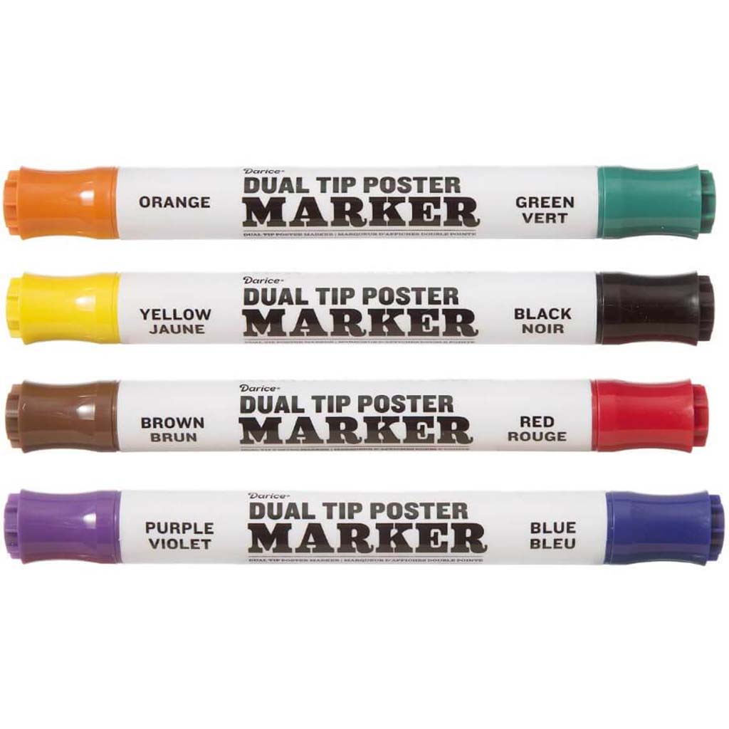 Dual-Tip Markers: Assorted Colors, 4 Pieces