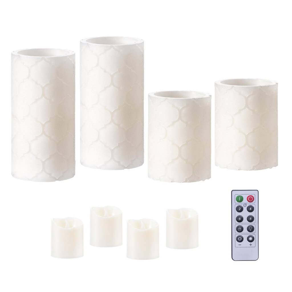 LED Candle Set: Damask Print, 9 Pieces