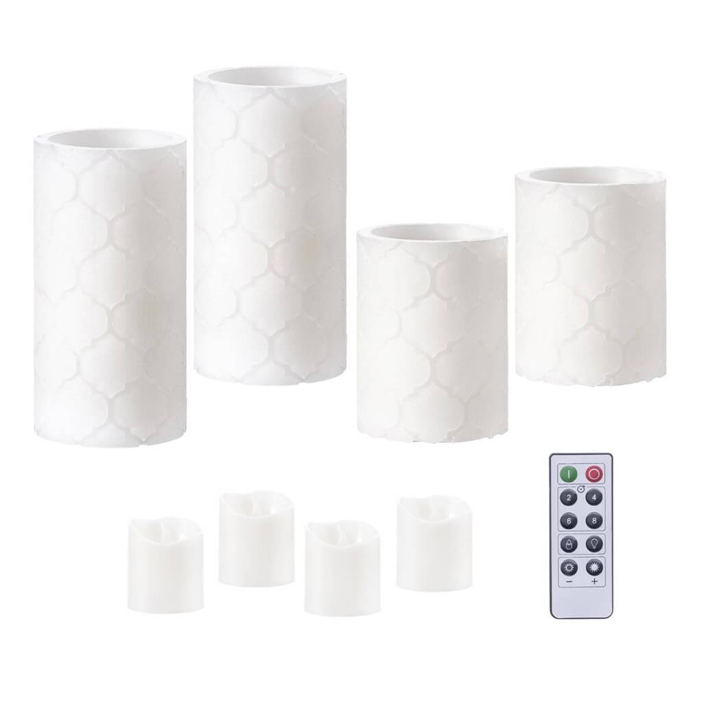 LED Candle Set: Damask Print, 9 Pieces