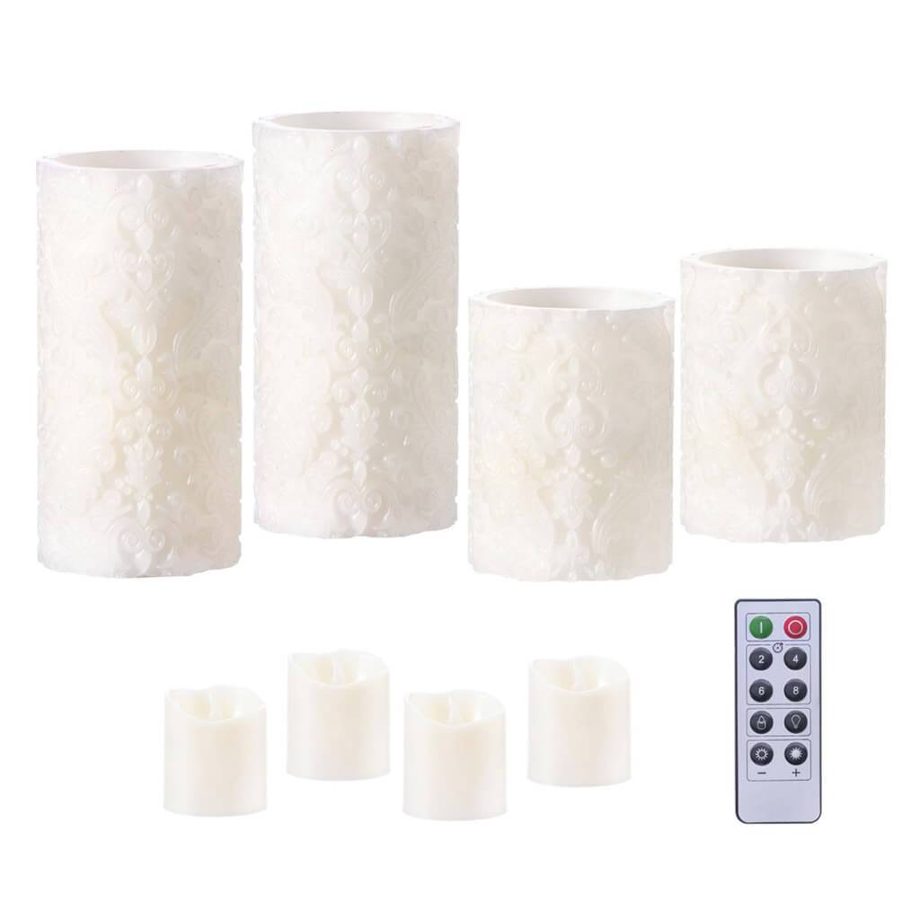 LED Candle Set: Scroll Print, 9 Pieces