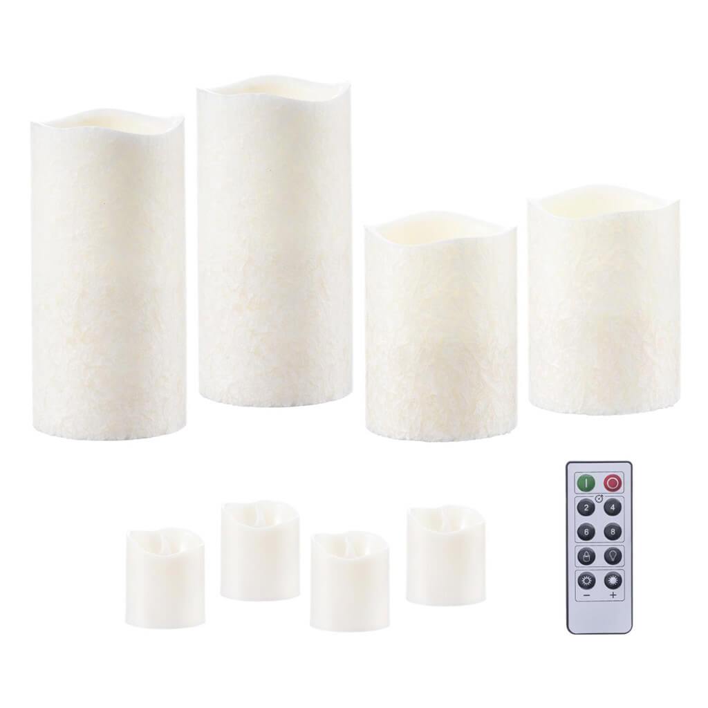 LED Candle Set: Marbled Print, 9 Pieces