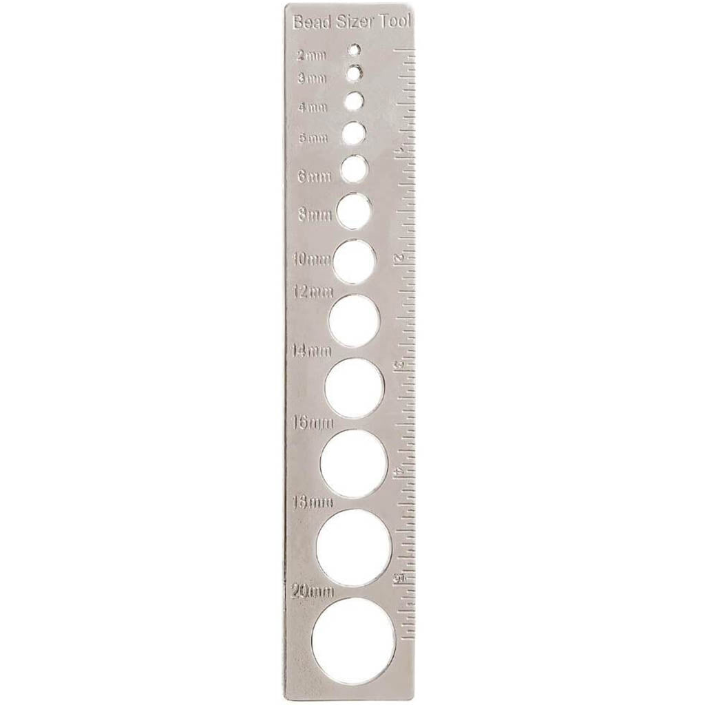 Bead Sizer With Ruler: Sizes 2mm to 20mm