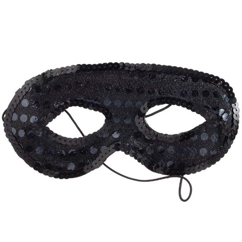 Black Eye Mask: Sequin, 7 x 3.5 Inches