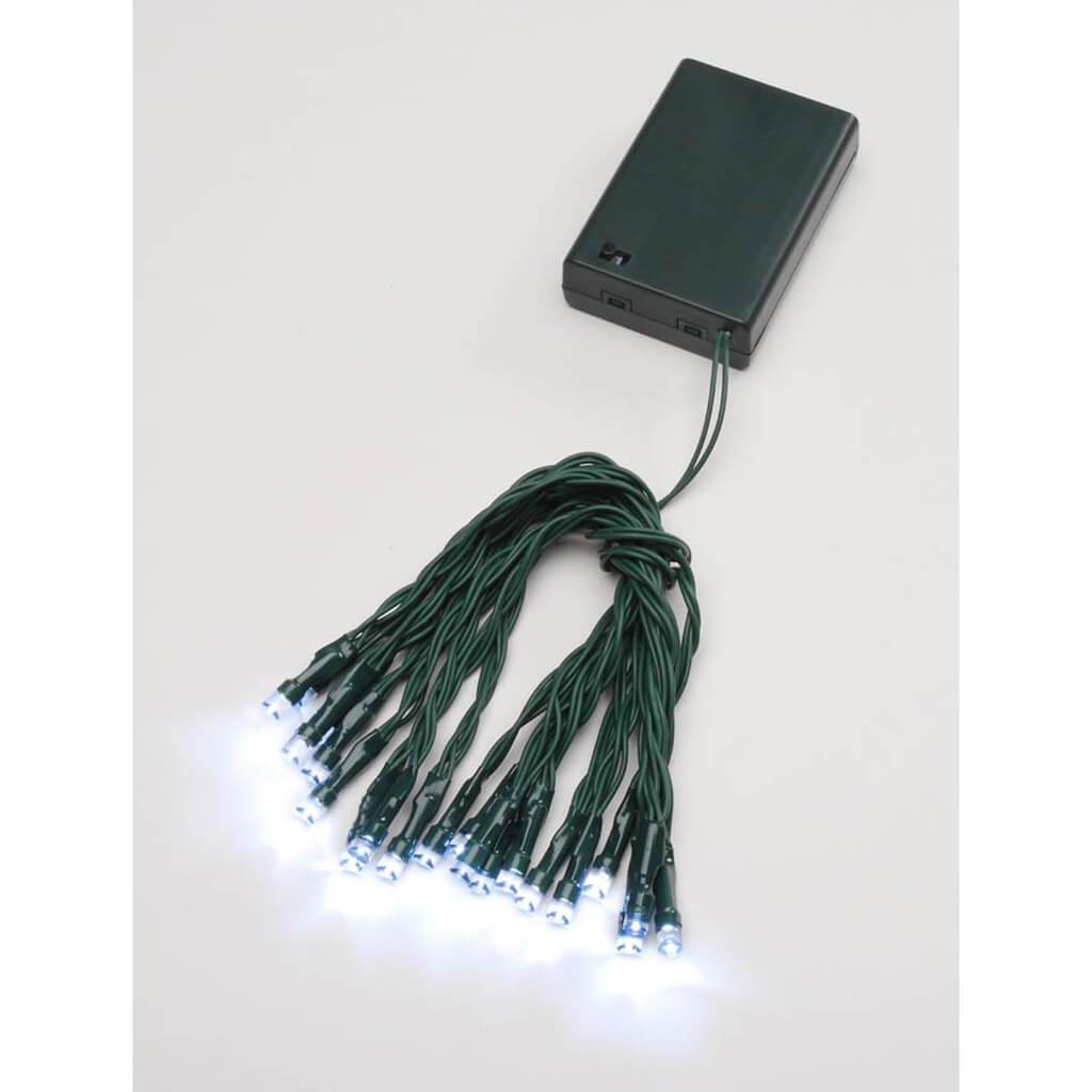 DecoLights Teeny Bulb Light Set: 20 Clear LED Lights Green Wire