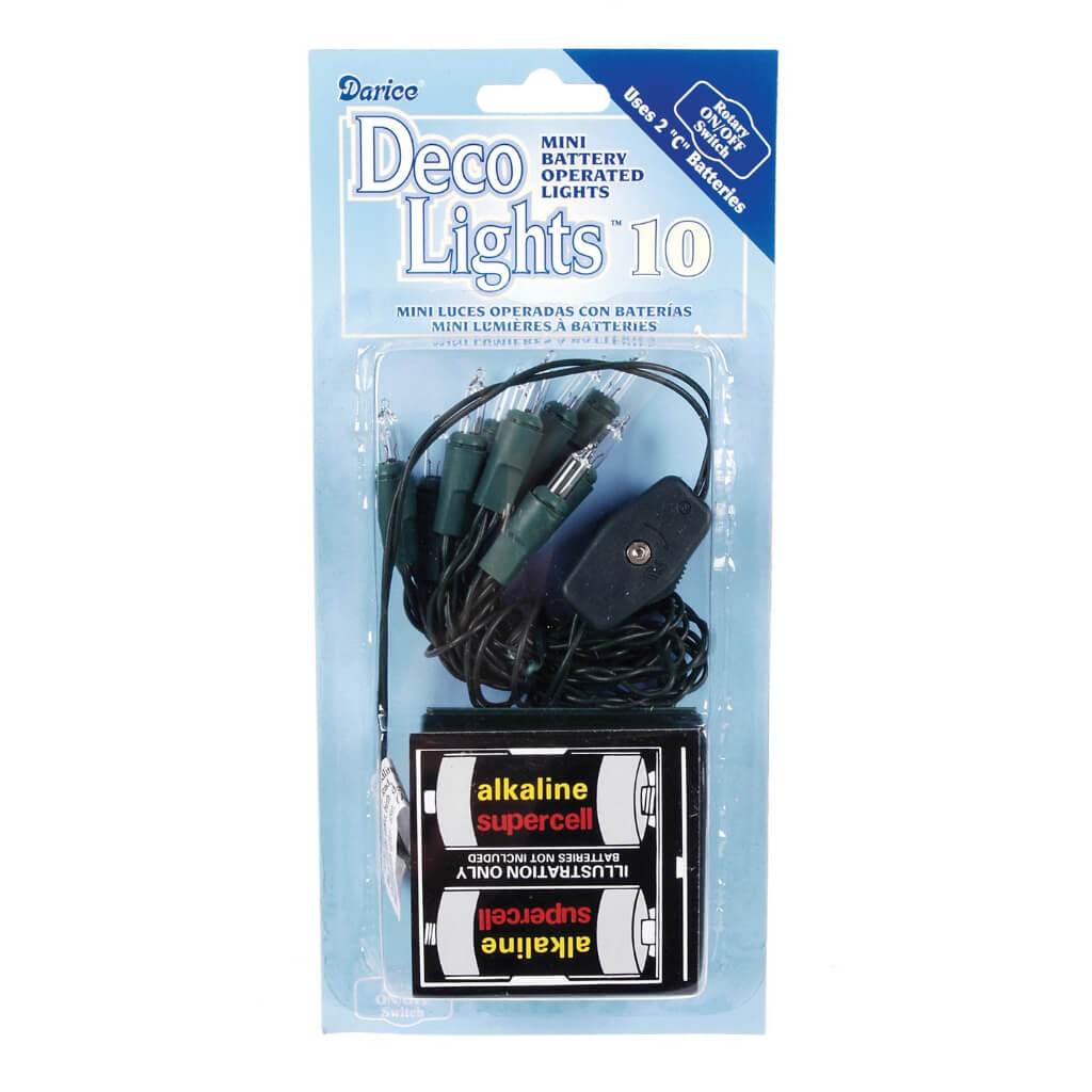 Light Set With Battery Pack 10 Bulbs Green Cord