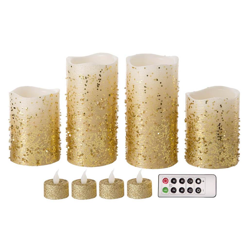 Glitter &amp; Scratch LED Candle &amp; Tea Light Set