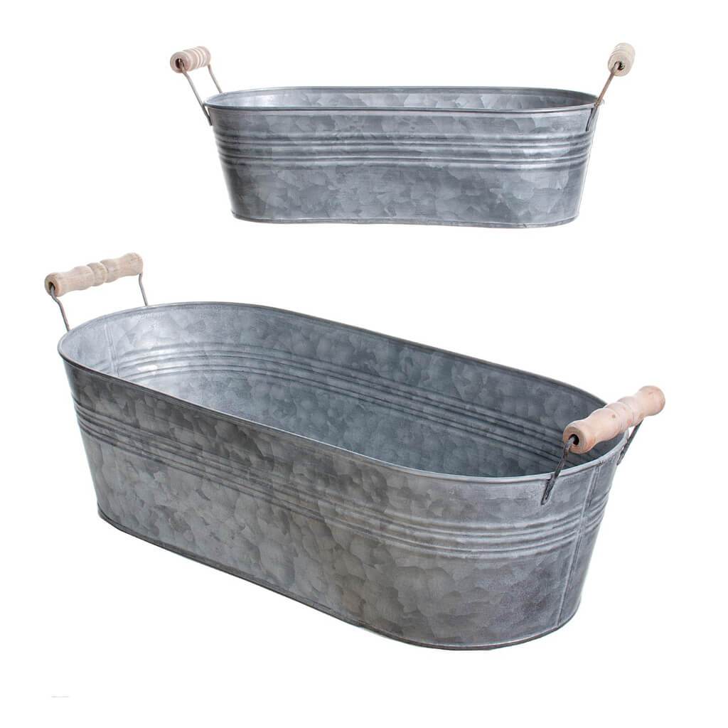 Oval Galvanized Bucket: 2 Pieces