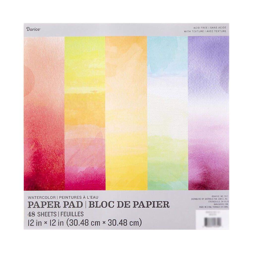 Watercolor Theme Paper Pad: 48 Sheets, 12 x 12 Inches