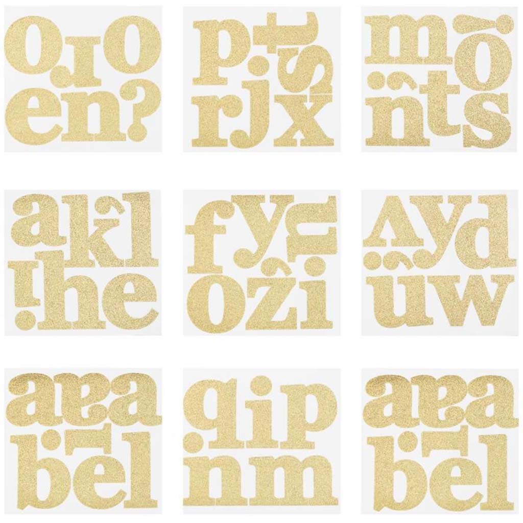 XL Paper Font Letter Stickers: Gold Glitter