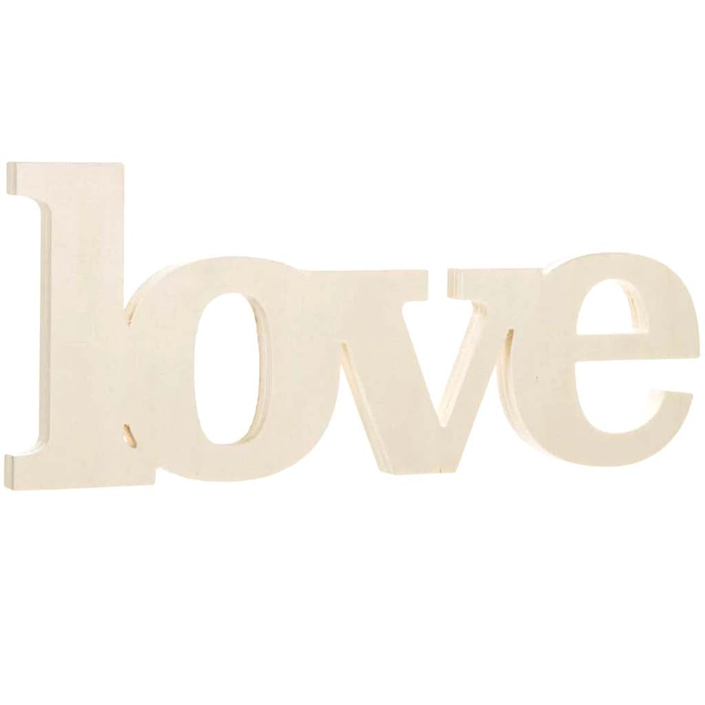 Unfinished Wood Love Word Art: 14 x 6 Inches