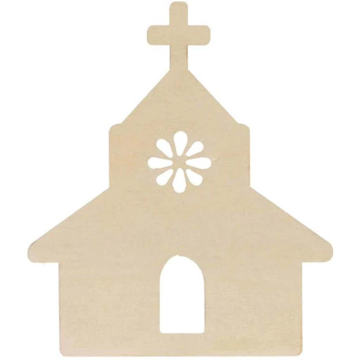 Unfinished Wood Church 4.25 x 5 Inches