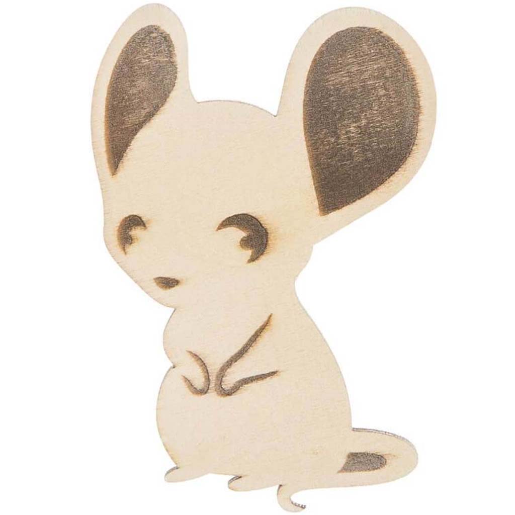 Unfinished Wood Mouse: 3.25 x 5 Inches