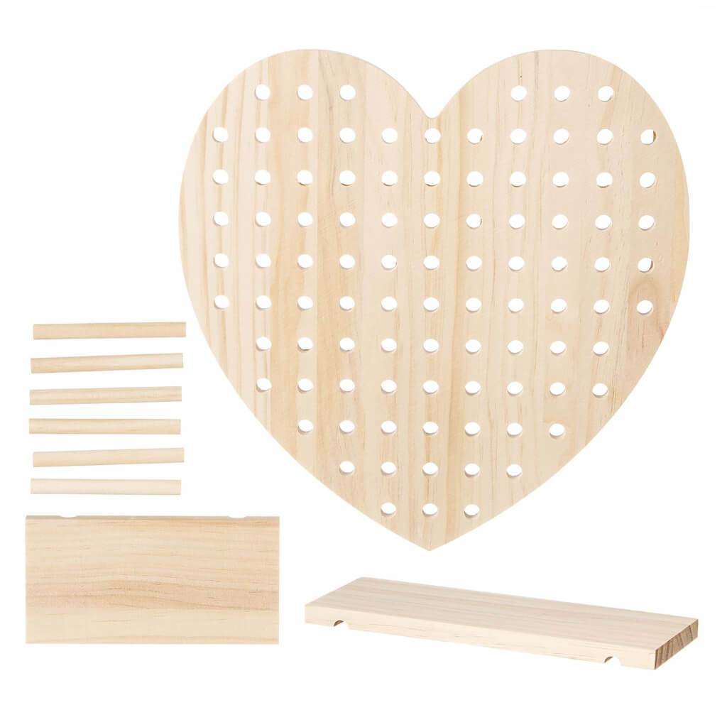 Wooden Pegboard Heart Kit: 9 Pieces