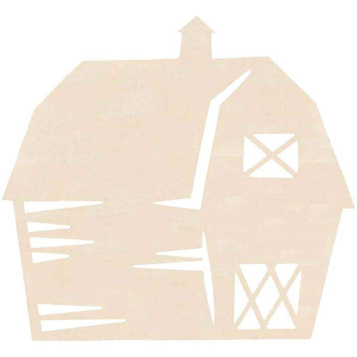 Unfinished Wood Barn: 4.63 x 4.25 Inches