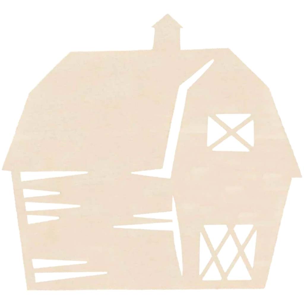 Unfinished Wood Barn: 4.63 x 4.25 Inches