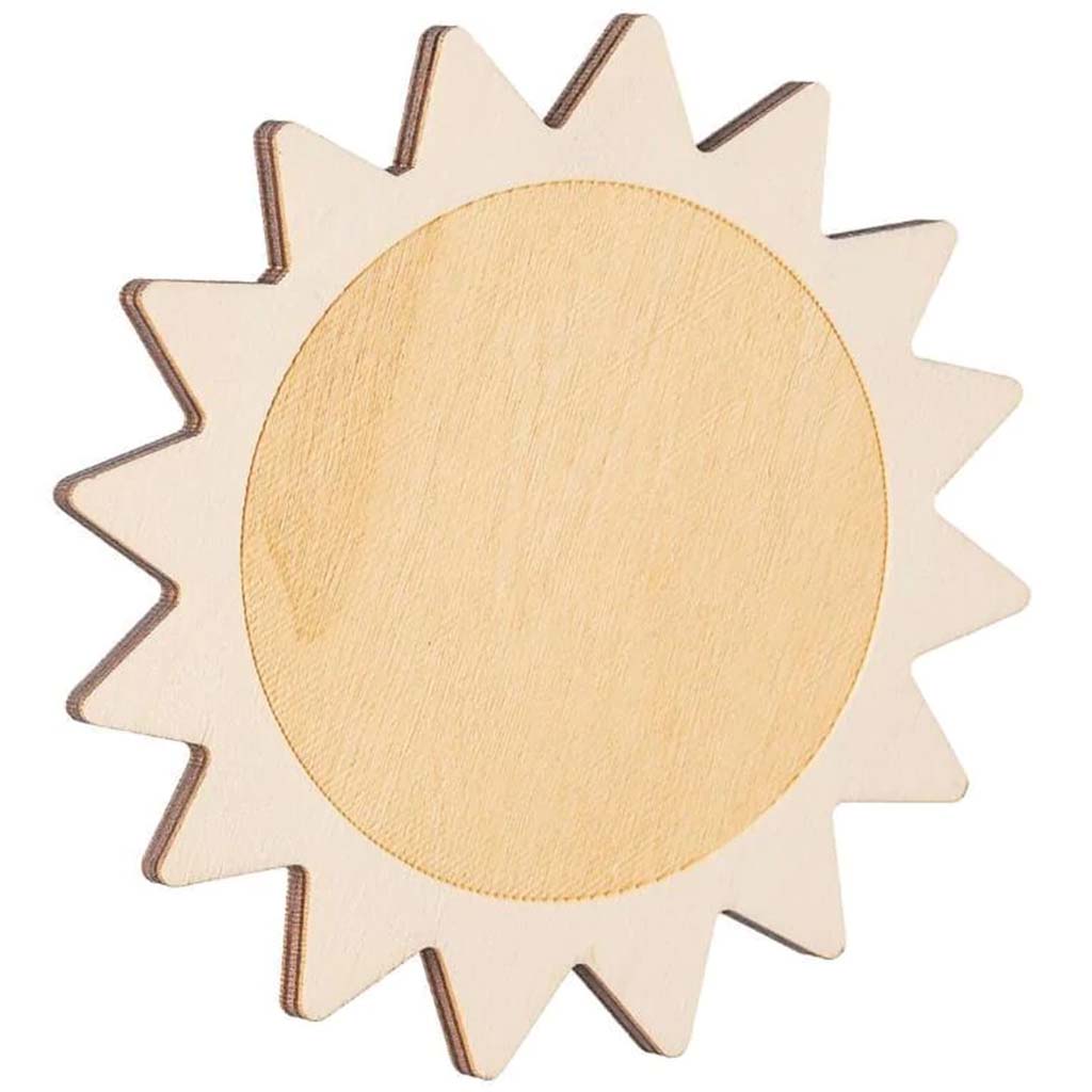 Unfinished Wood Sun: 4.25 Inches