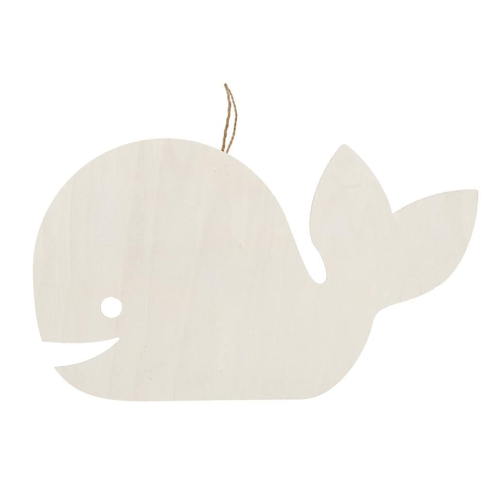 Whale Hanging Wood Shape: 15 x 9 Inches